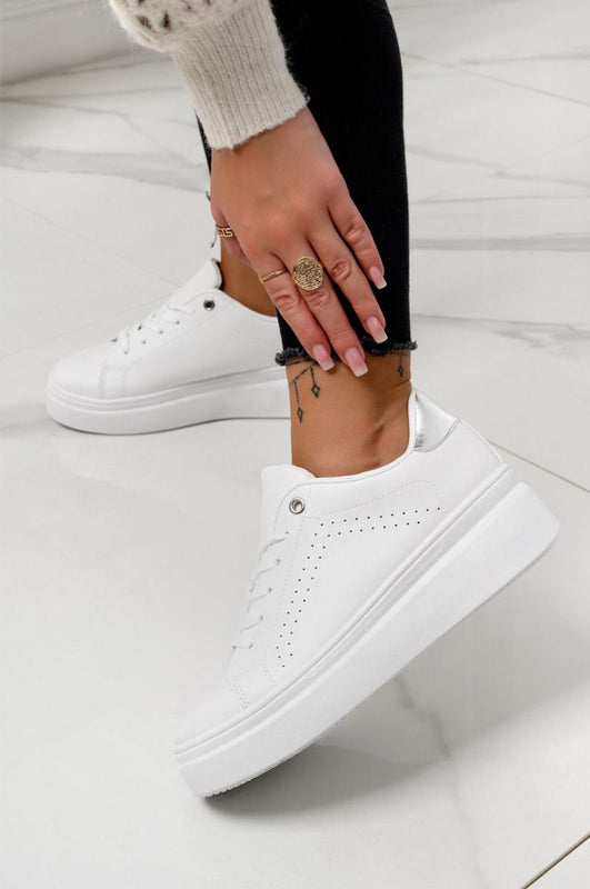 CAROLINA - White sneakers with chunky sole and silver details