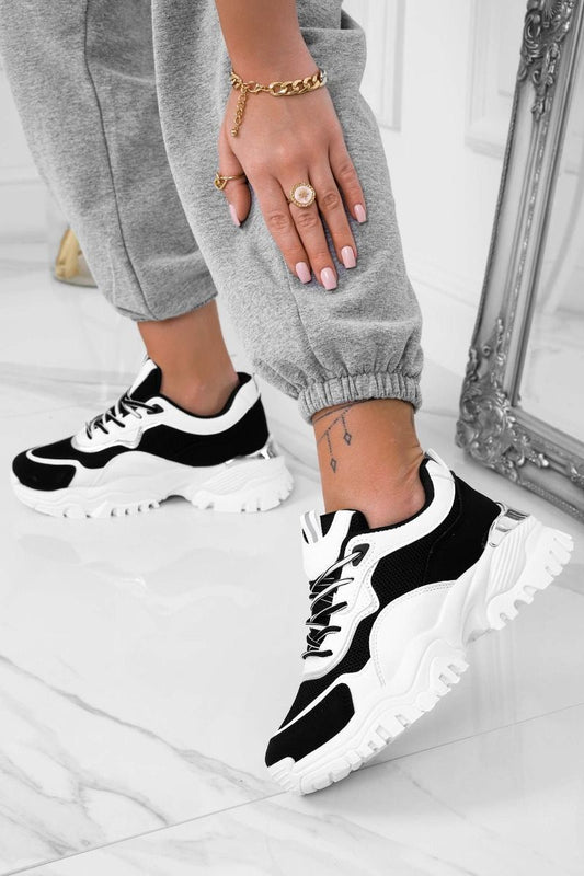 HENRY - White sneakers with black and silver details