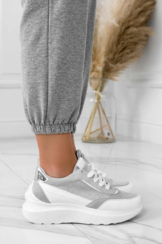 DONATA - White sneakers with grey details