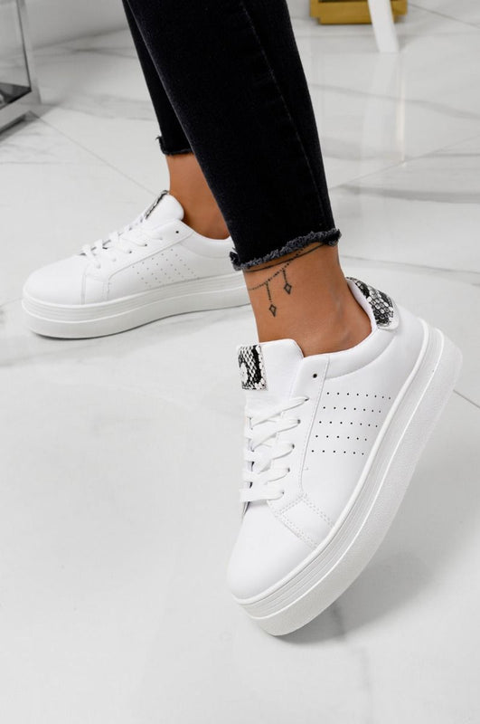 AMOR - White sneakers with python details