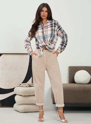 High-waisted Mud Corduroy Trousers
