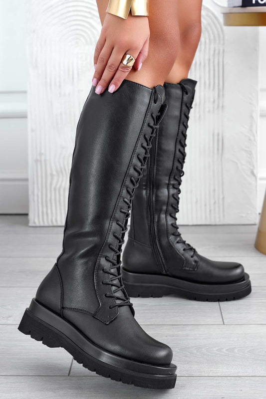 TAMARA - Black amphibious boots with laces