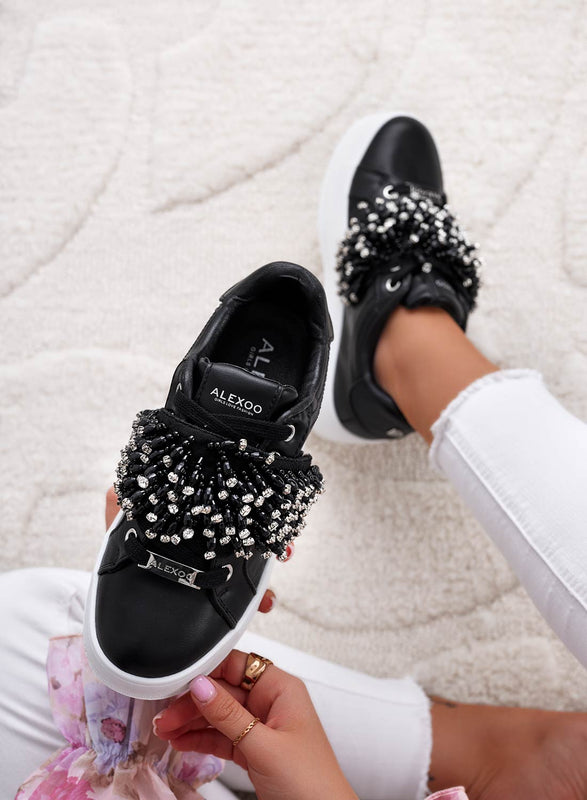 CARRY - Black Alexoo sneakers with rhinestone band