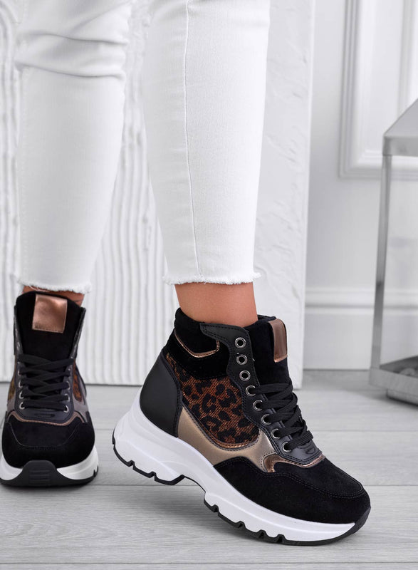 ARES - Black sneakers with spotted inserts