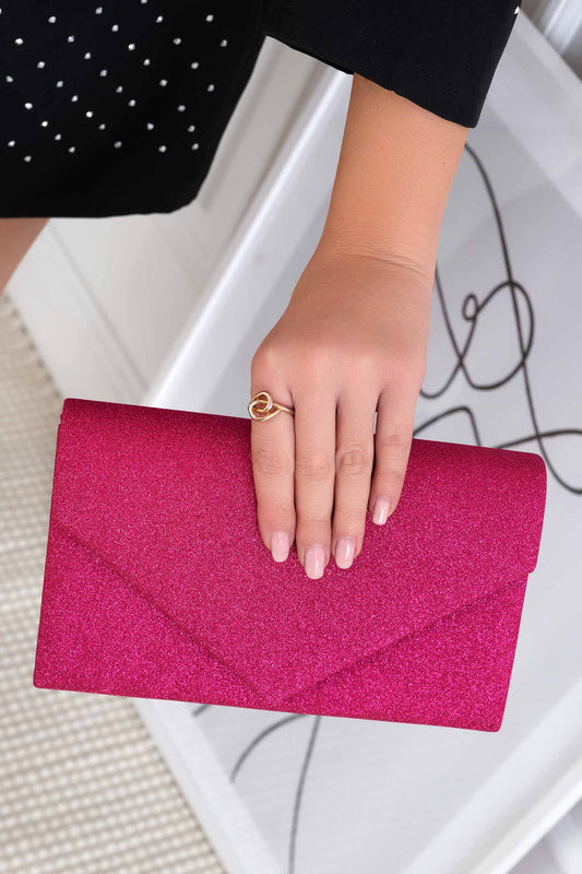 Fuchsia clutch bag with glitter B204