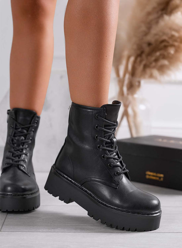 TESSA - Black combat ankle boots Alexoo