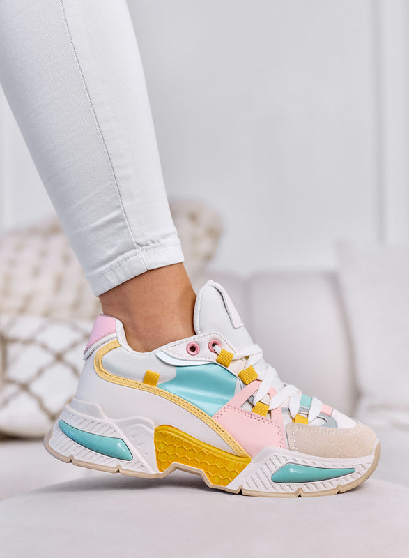 AMANDA - Sneakers Multicolor Pastello Chunky con Suola Platform