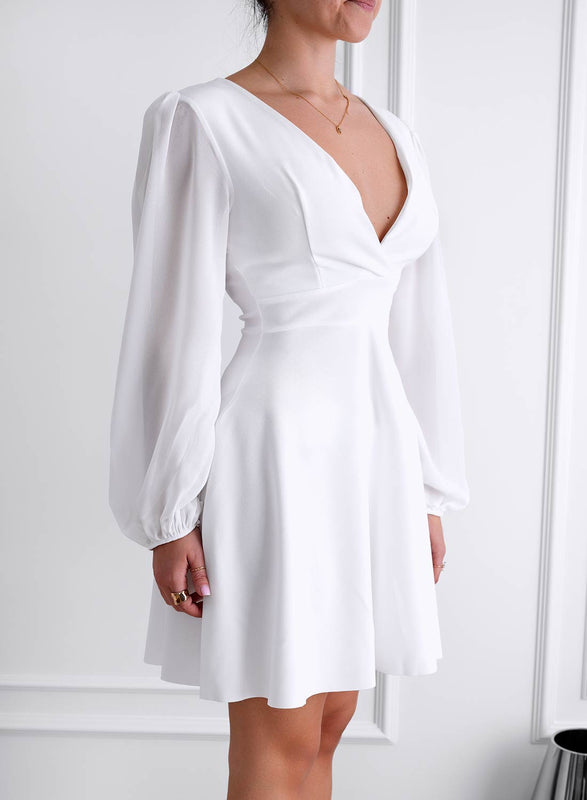 White dress with back neckline