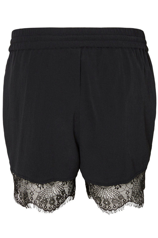 Black shorts with lace trim
