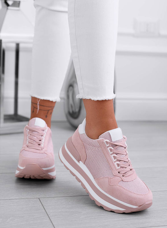 JUNO - Pink fabric sneakers