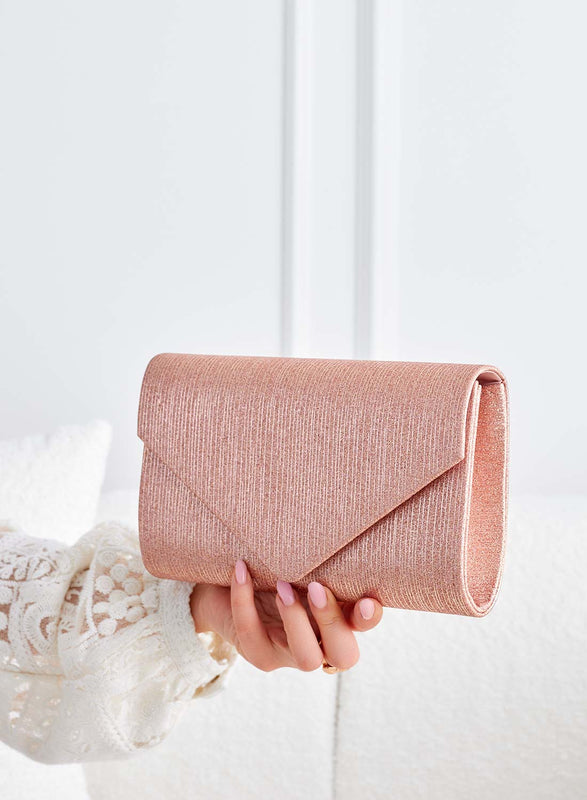 rose gold laminated clutch bag B234