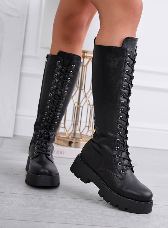 ERIN - Black combat boots with laces