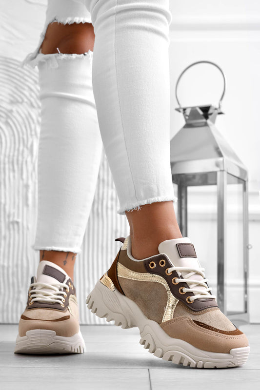 MELANIA - Mud sneakers with high sole and contrasting panels