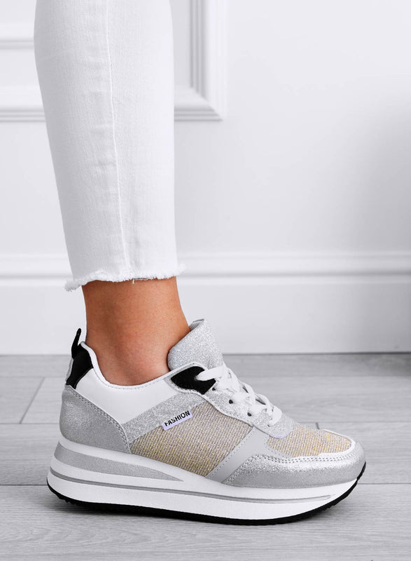 VITAL - Baskets argentées laminées avec inserts dorés