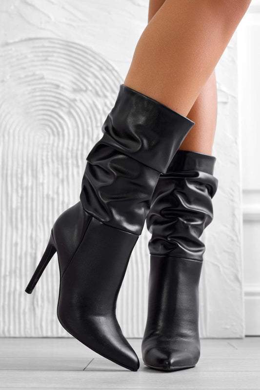 CRISTINA - Black high heel ankle boots in faux leather