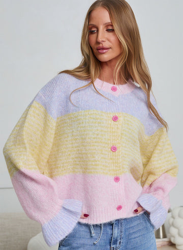 Cardigan oversize doux couleurs pastel