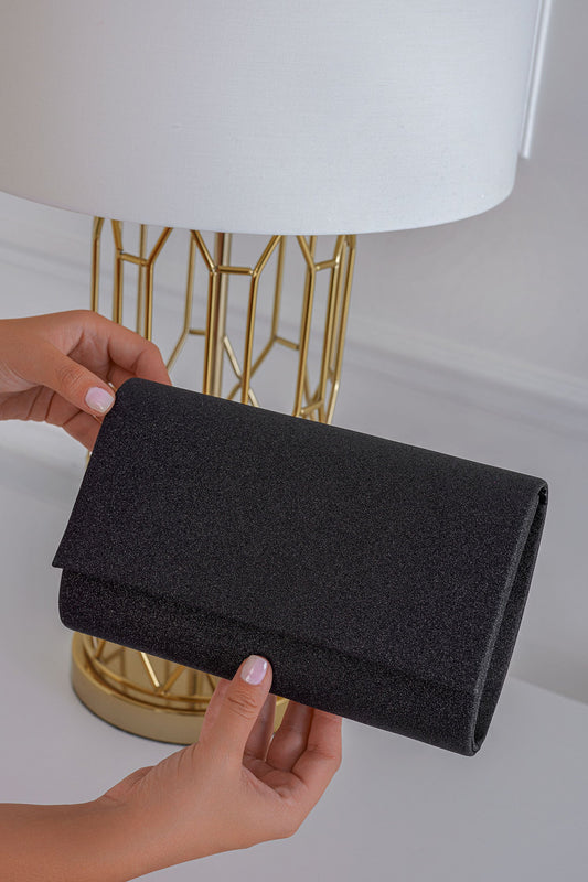 Black suede clutch bag B205