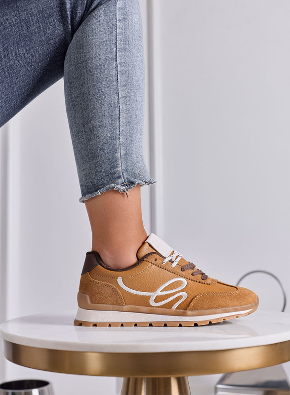 ANNALISA - Sneakers Donna Camel Sportive con Lacci Bicolore