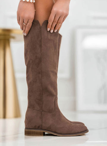 Alexoo brown suede boots with internal wedge