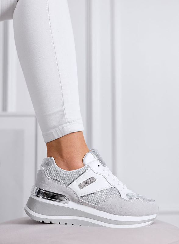 GIADA - Sneakers grigie con Inserti Rete e Dettagli argento