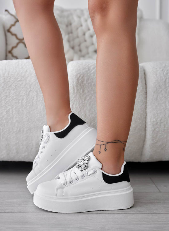 LETIZIA - White sneakers with black and jewel back