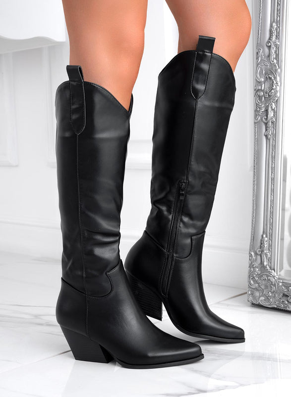 Bottes noires camperos en simili cuir