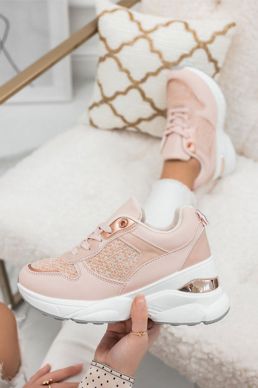 ISABELLA - Pink sneakers with chunky sole and fabric details