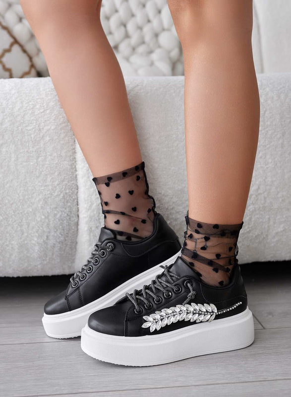 CANDY - Black sneakers with jewel applications