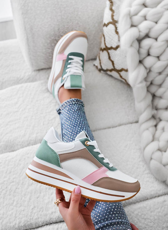 Sneakers bianche con pannelli a contrasto