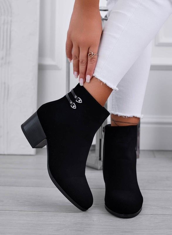 HARMONY - Black ankle boots with comfortable heel