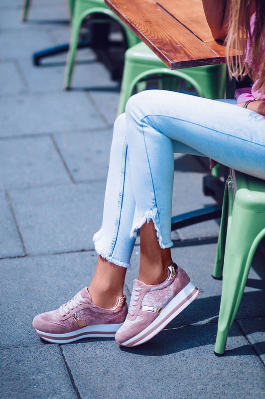 CONSUELO -  Pink suede sneakers