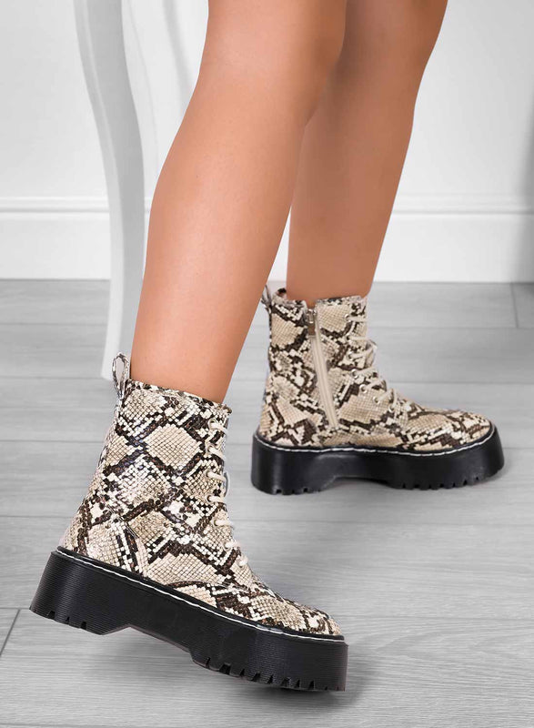 LARISSA - Alexoo ankle boots with phyton print and chunky sole