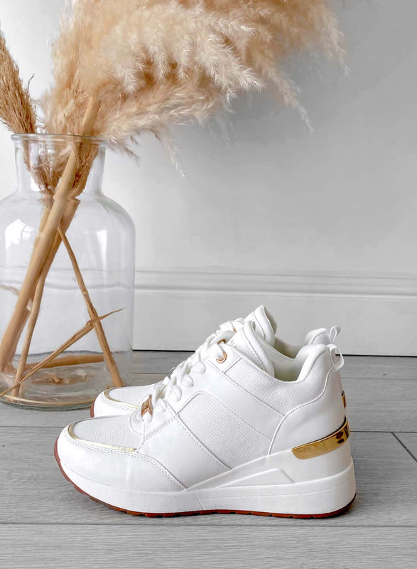 ILIZIA - Alexoo white sneakers with wedge and gold inserts