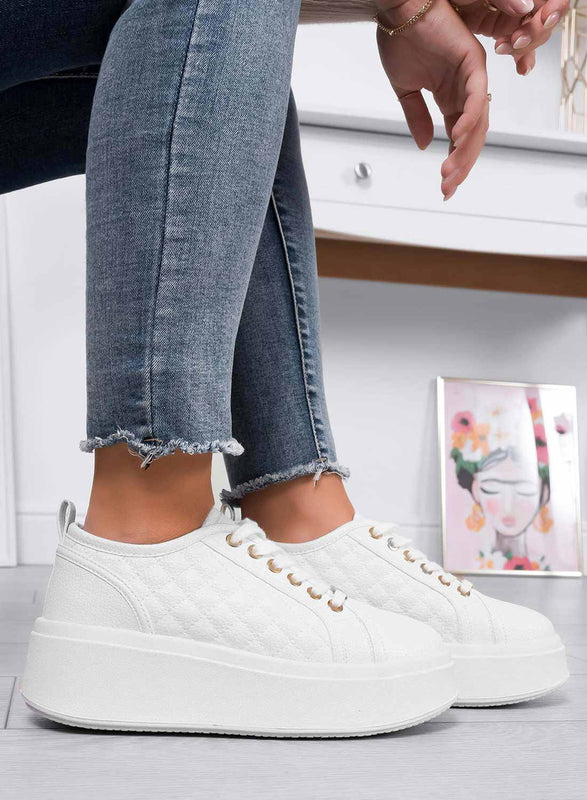 DALILA - Alexoo white platform sneakers in textured faux leather