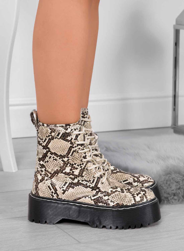 LARISSA - Alexoo ankle boots with phyton print and chunky sole