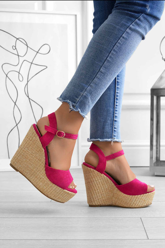 DAKOTA - Alexoo fuchsia sandals with wedge