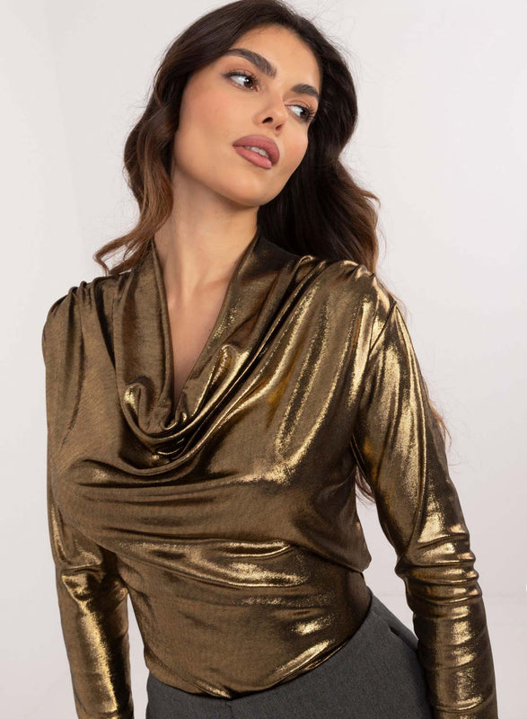 Top doré métallisé avec encolure souple