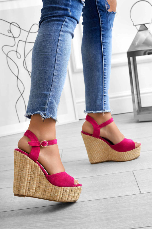 DAKOTA - Alexoo fuchsia sandals with wedge