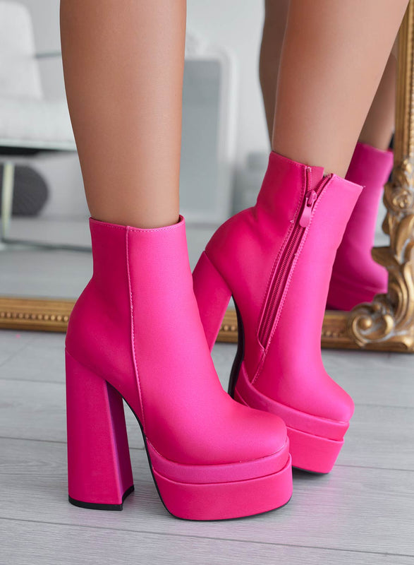 AVRIL - Alexoo fuchsia ankle boots with high heel