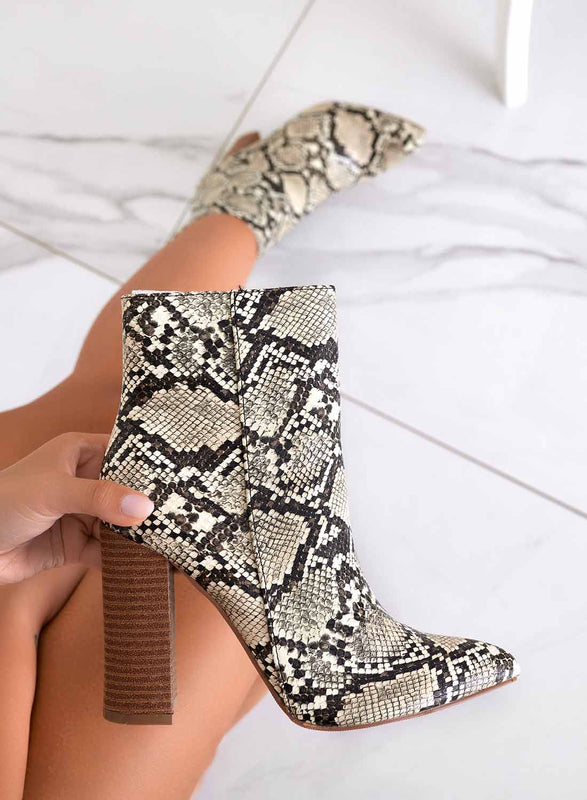 DORIS - Alexoo python ankle boots with high heels