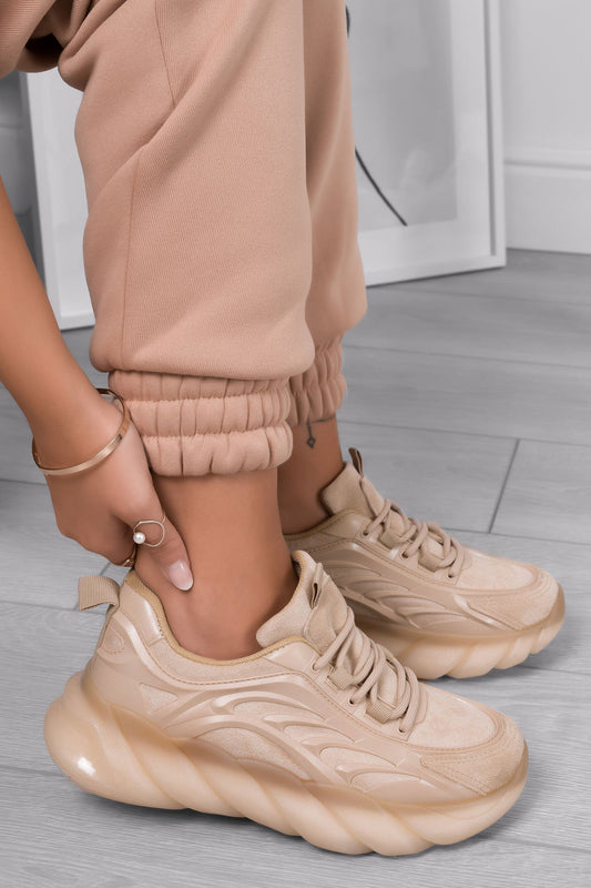 ARIANNA - Beige sneakers with rubber sole