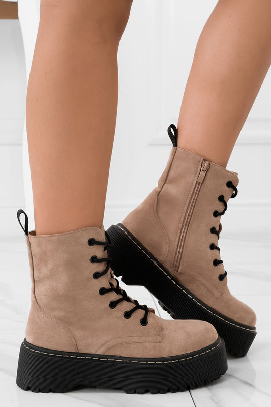 JAMILA - Beige suede ankle boots