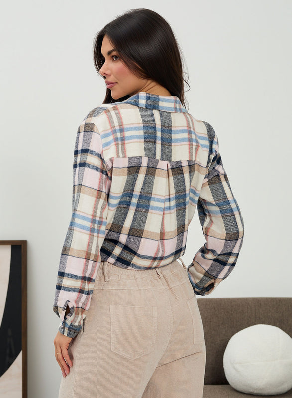 Chemise femme à carreaux en flanelle