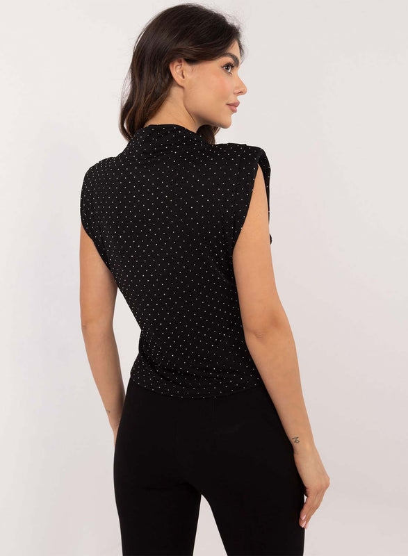 Top giromaniche nero con glitter