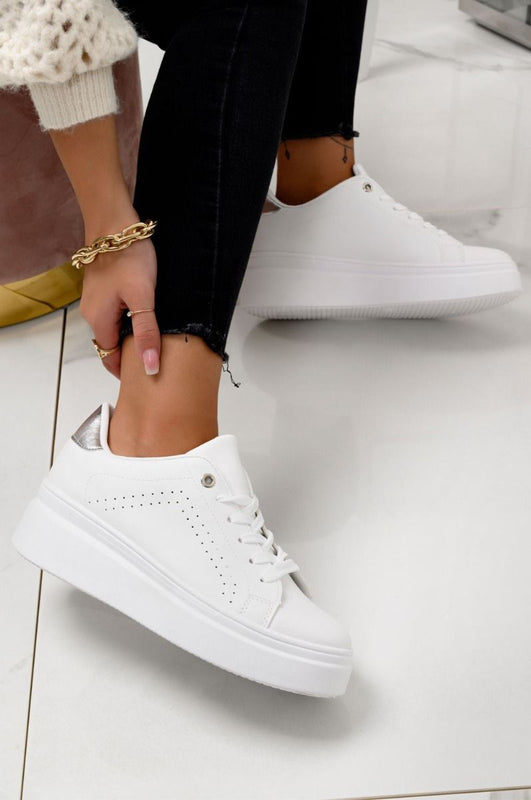 CAROLINA - White sneakers with chunky sole and silver details