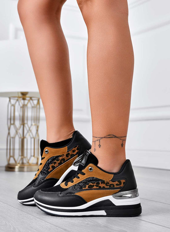 Sneakers nere con inserti glitter e maculati