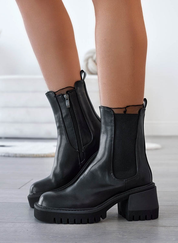Bottines Alexoo noires avec élastique latéral