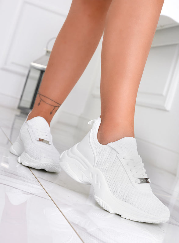 SHELBY - Alexoo white sneakers in perforated elastic fabric