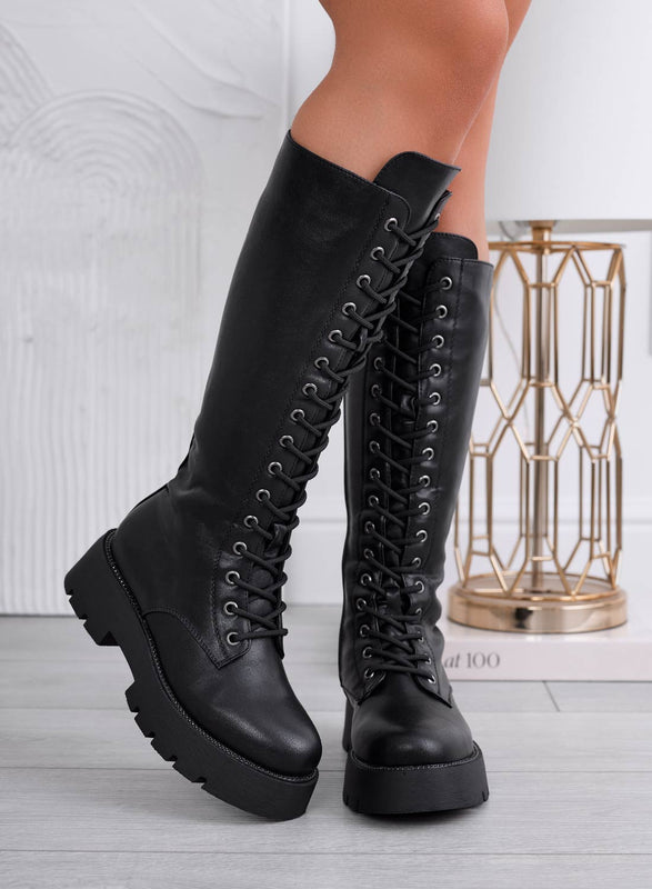 ERIN - Black combat boots with laces