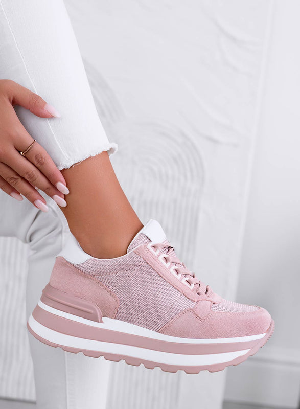 JUNO - Pink fabric sneakers